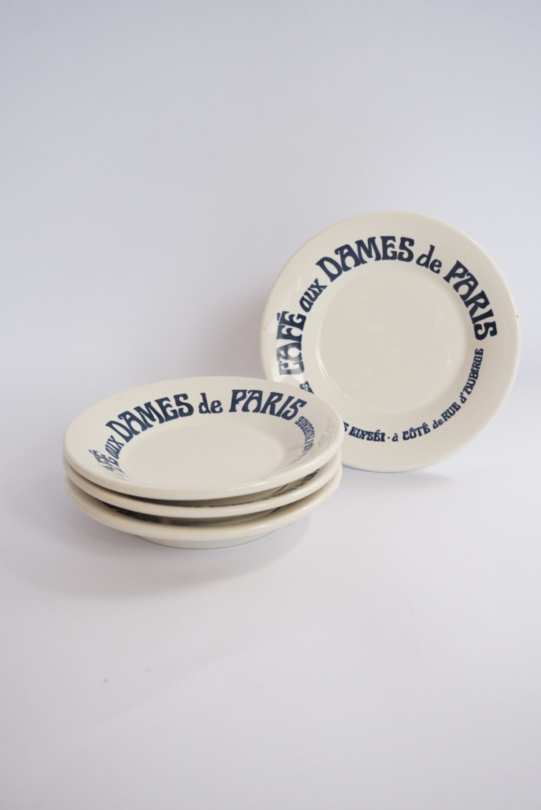 Vtg Howard Kaplan Sigma Cafe Aux Dames De Paris Small Saucer Dish - Set of 4