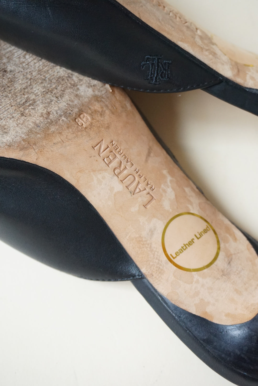 Lauren Ralph Lauren Black Adrienne Leather Mule Kitten Heel - Size 8