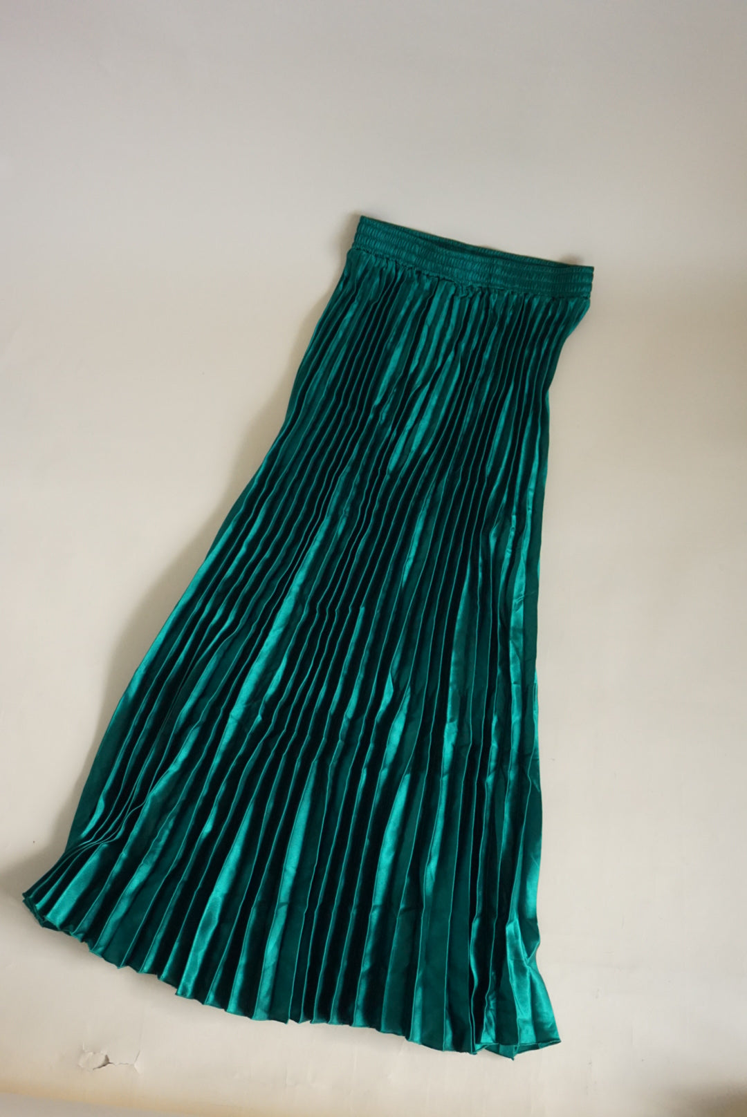 Kelly Obi Green Accordion Pleated Plisse Maxi Skirt