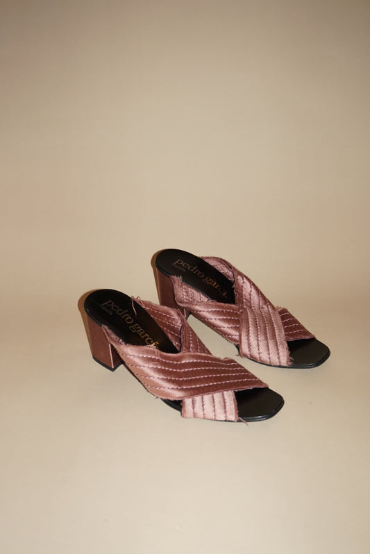 “Pedro Garcia” Satin Blush “Xail” Mules - Size 38.5