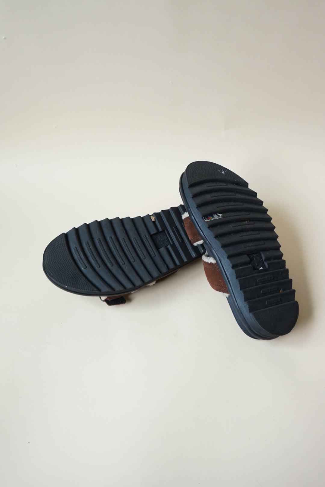 Dr. Martens Brown "Myles" Suede Faux Fur Lined Buckle Sandals - Size 7