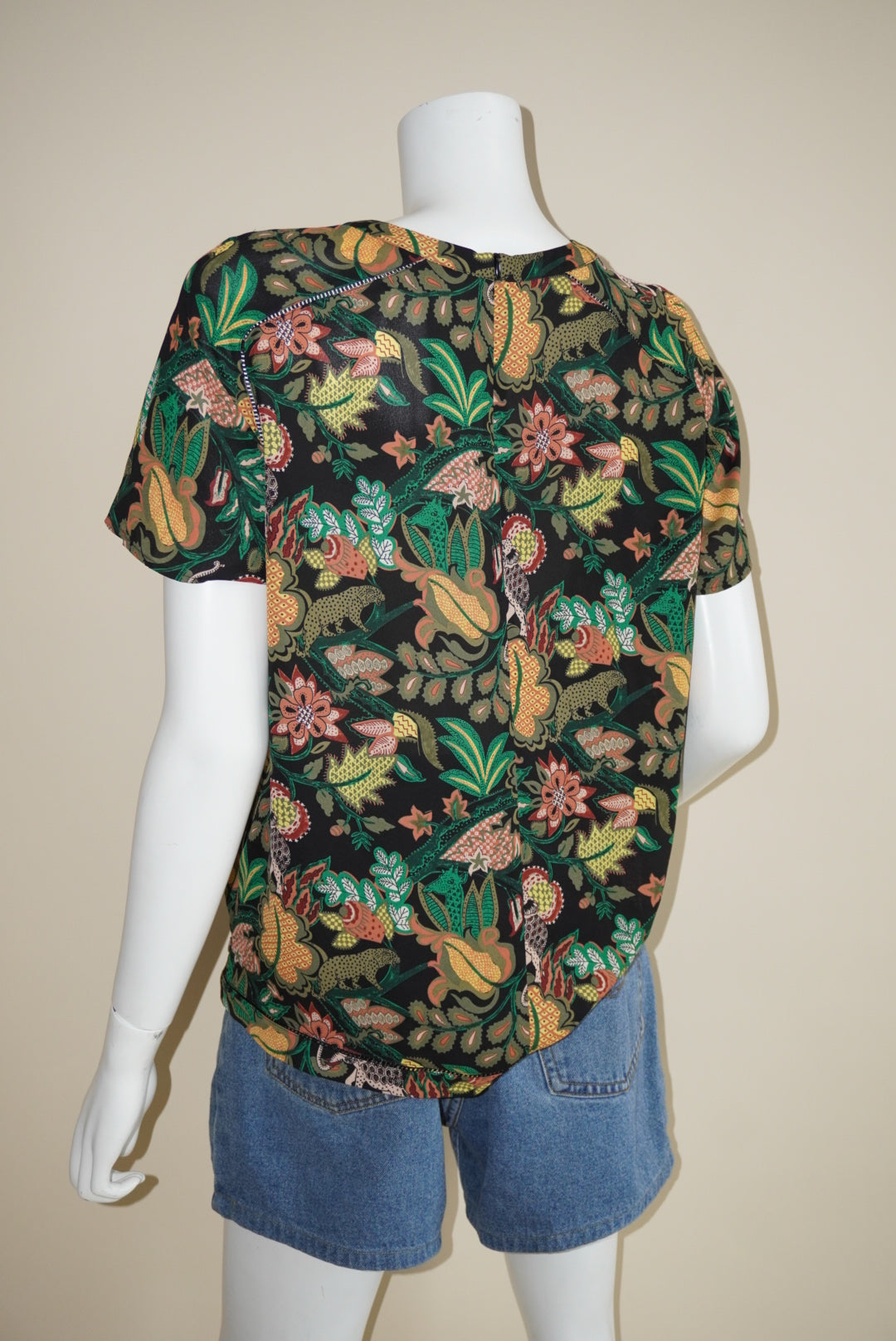 Scotch & Soda Black Multicolour Jungle Print Blouse - Size L