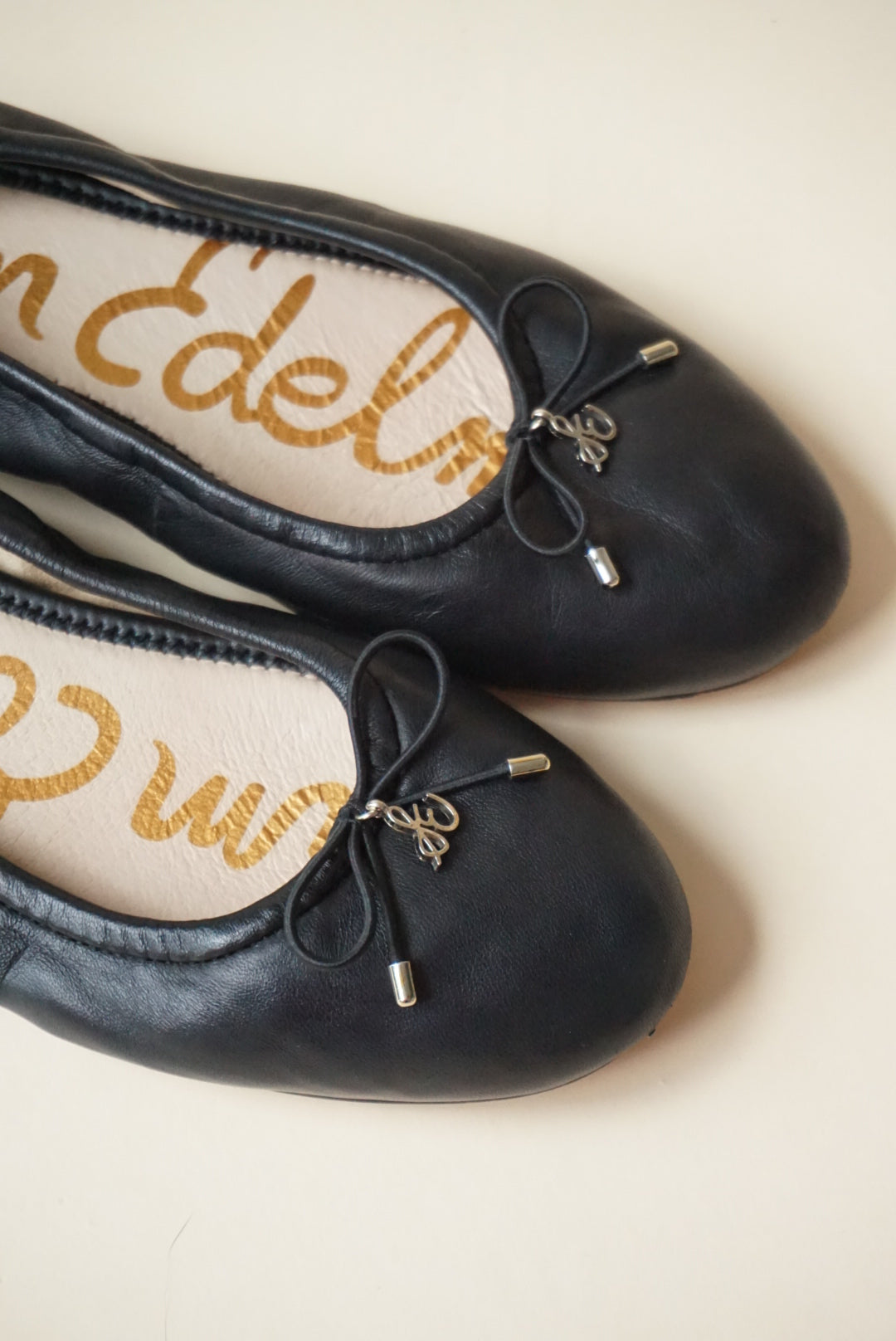 Sam Edelman Felicia Leather Cushioned Black Ballet Flats - Size 8