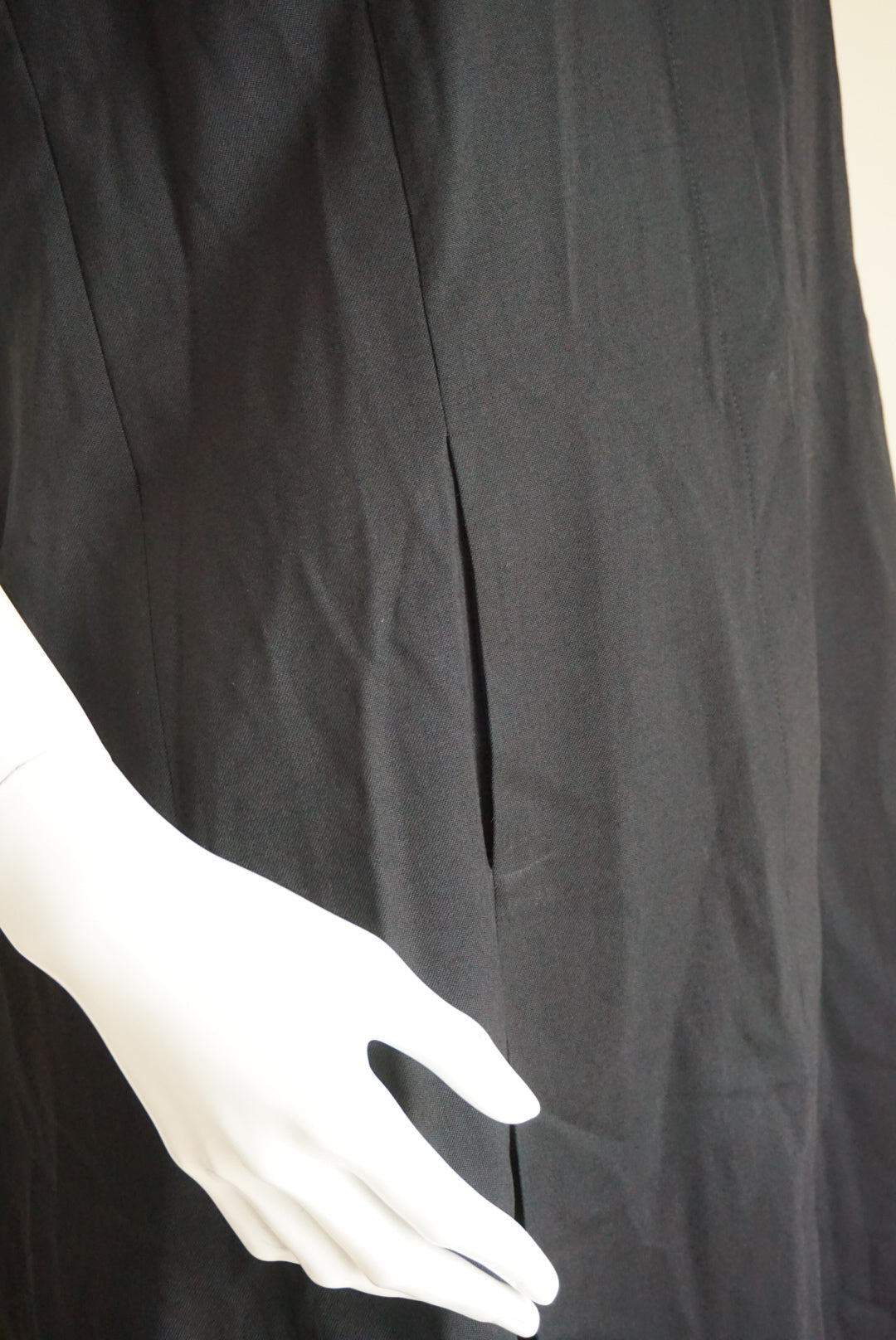 Jil Sander Navy Pleated Sleeveless Black Wool Collared Shift Dress - Size 36