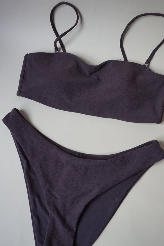“Madewell” Bikini “Warm Shale” Set Bandeau Top & Mid Rise Bottom NWT - Size