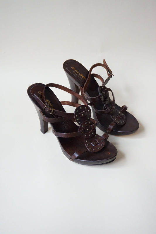 Vintage Y2K "Sotta Sopra" Leather Strappy High Heel Studded - Size 40