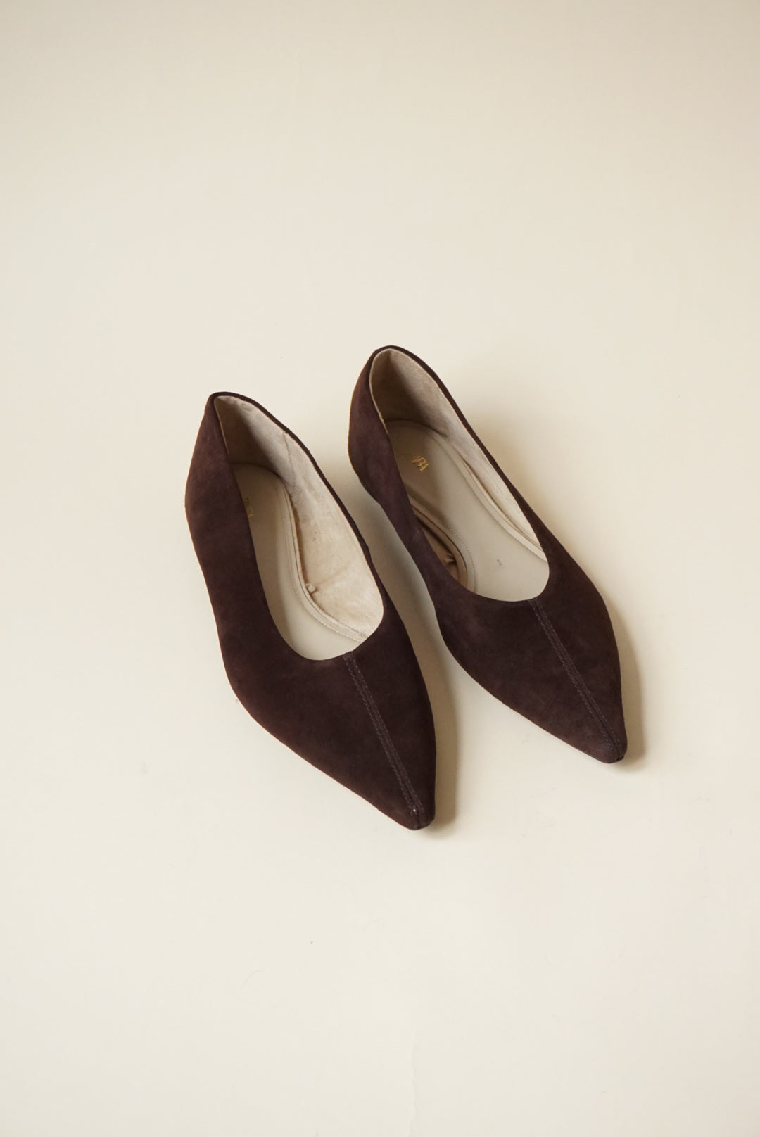 Zara Brown Pointed Toe Suede Ballet Flats - Size 38