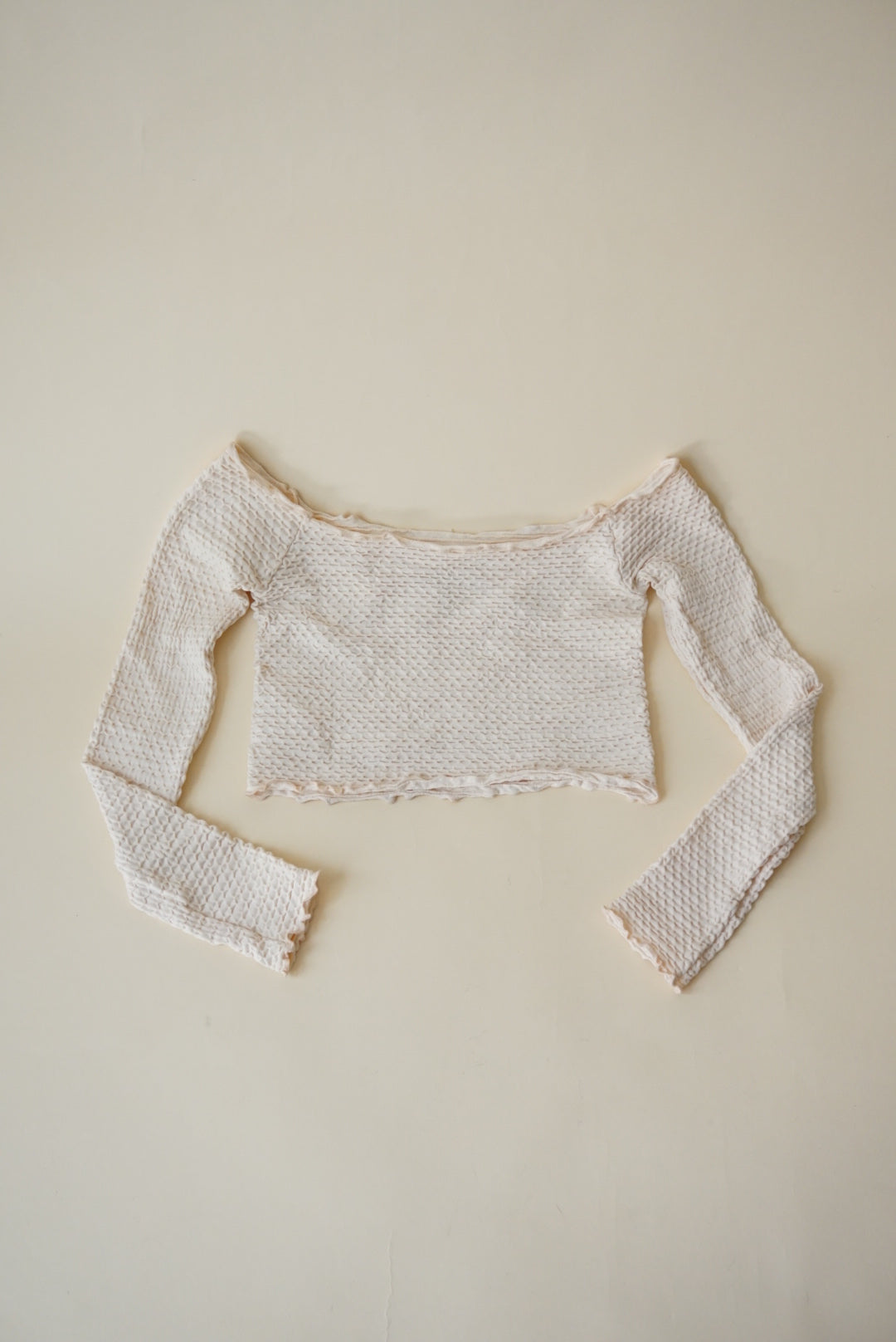 Intimately Free People Ivory Textured Cropped Off The Shoulder - Size Small