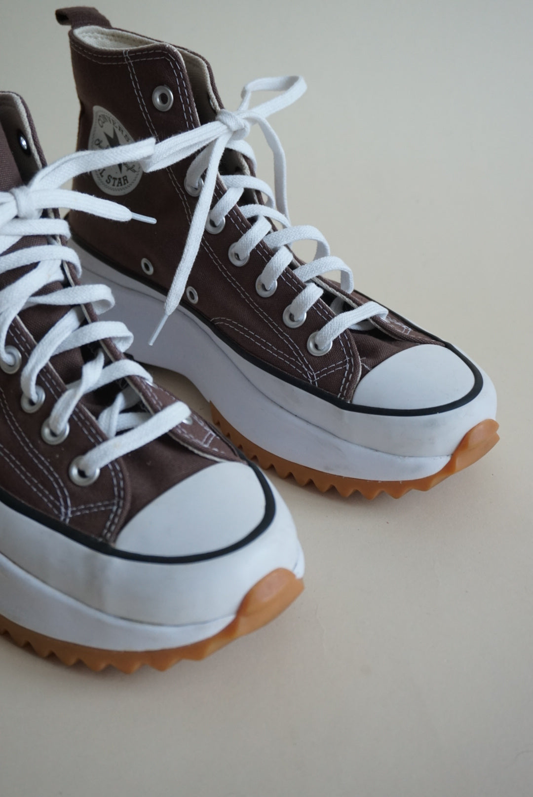 "Converse" Brown "Run Star Hike" Canvas Platform Sneakers - Size 8