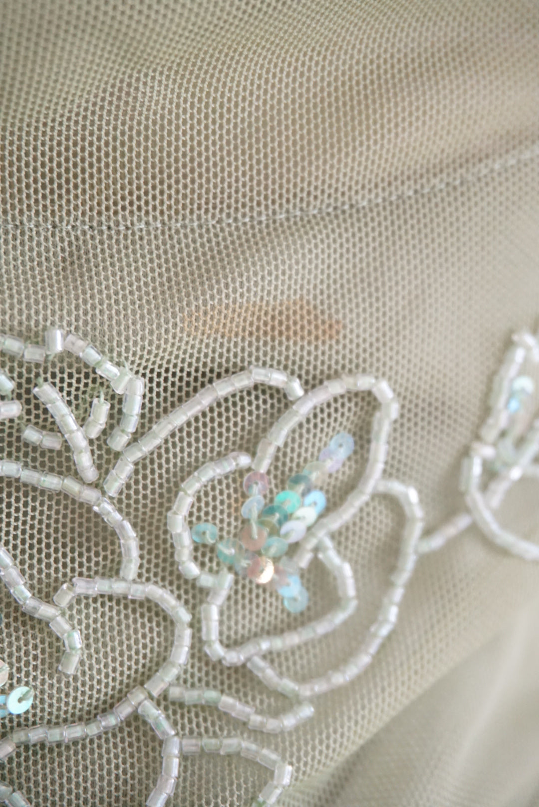 BCBGMAXAZRIA Green Beaded Mesh Y2K Maxi Dress - Size Large