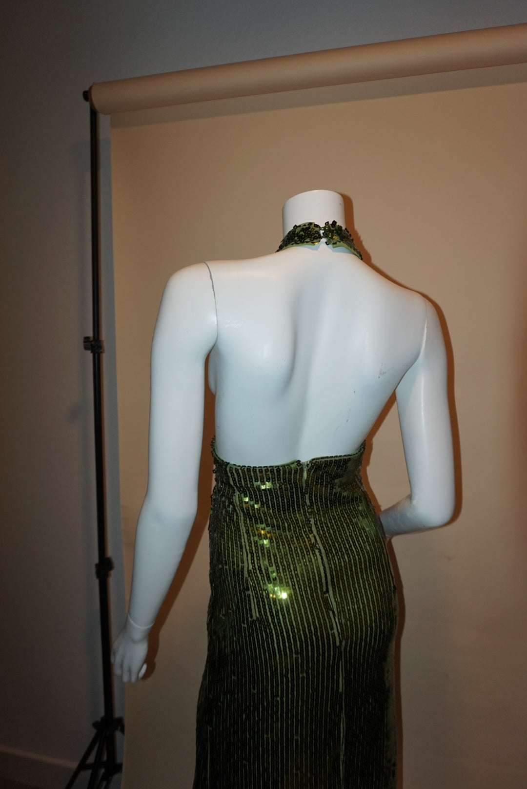 "Boohoo" Green Halterneck Backless Sequin Dress - Size 14