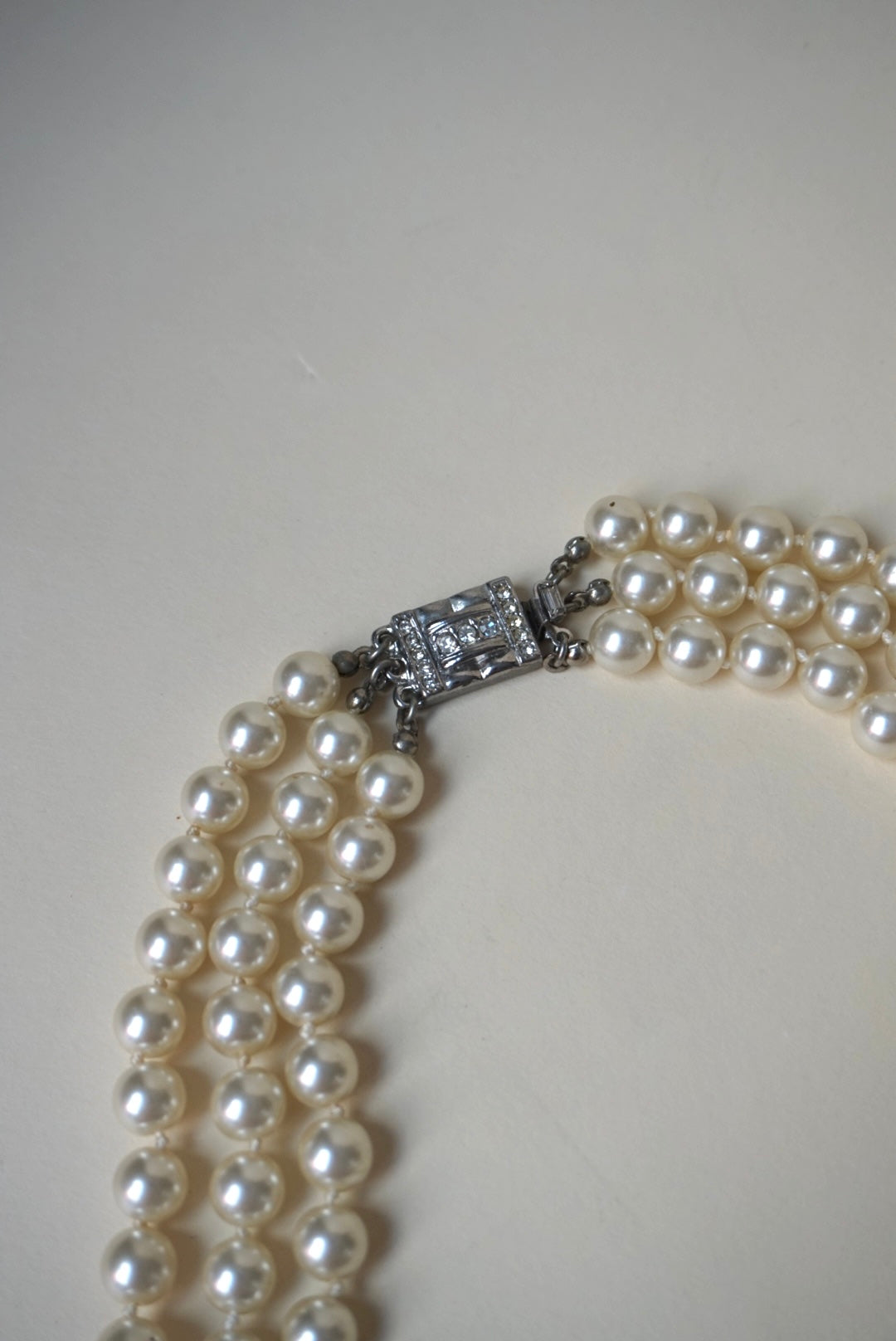Vintage Tiered Layered Faux Pearl Costume Necklace