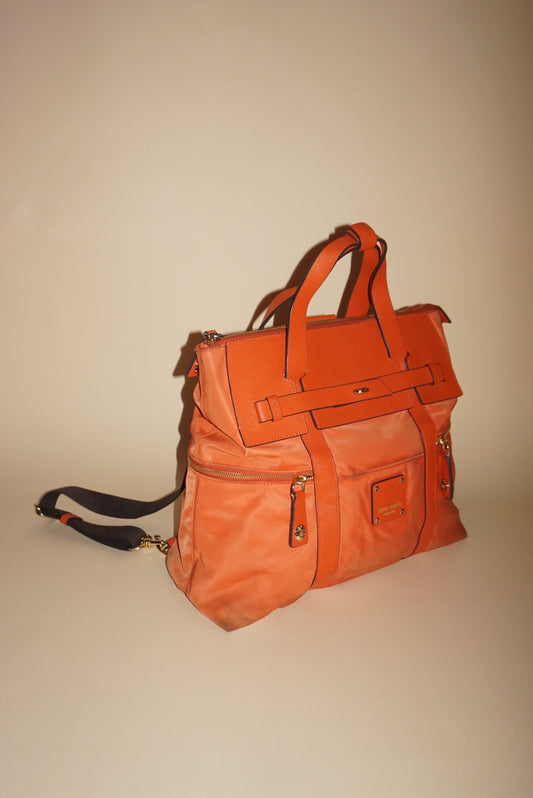 Henri Bendel Nylon Jetsetter Convertible Orange Backpack