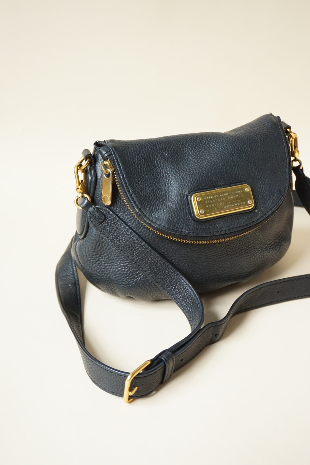 "Marc by Marc Jacobs" Classic Q Natasha Black Pebble Leather Shoulder Black Bag