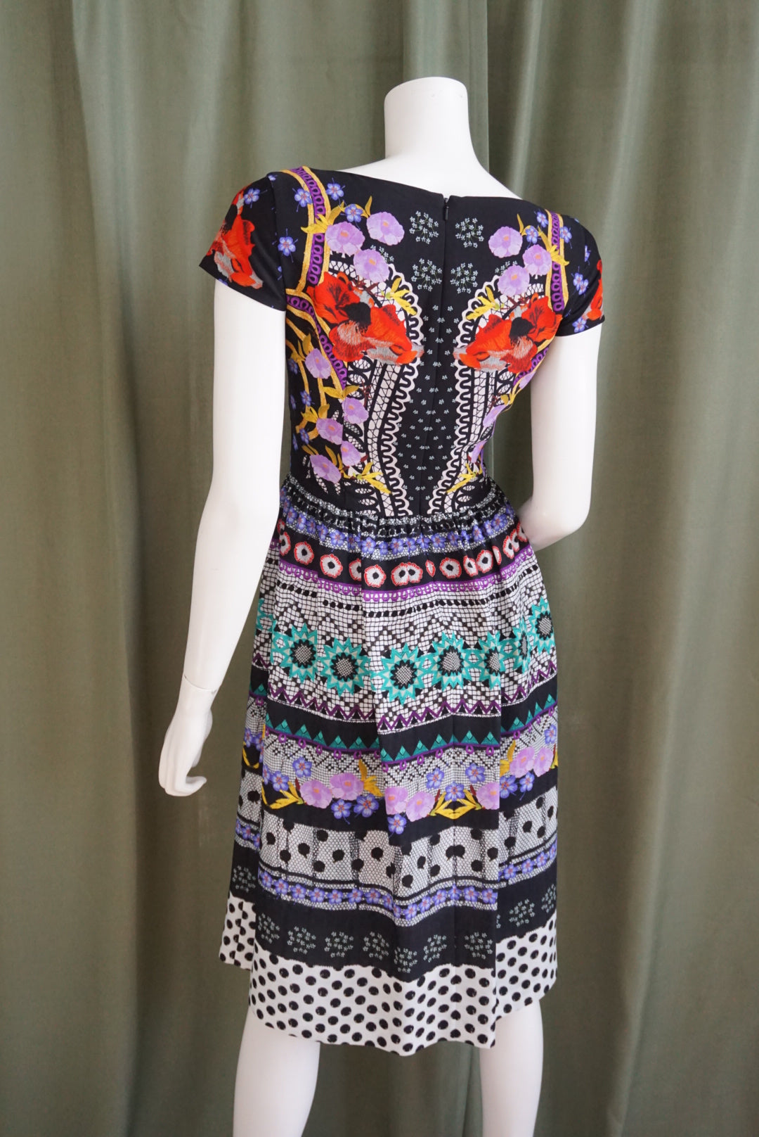 Temperley London Cherise Printed Cap Sleeve Pleated Dress - Size 8