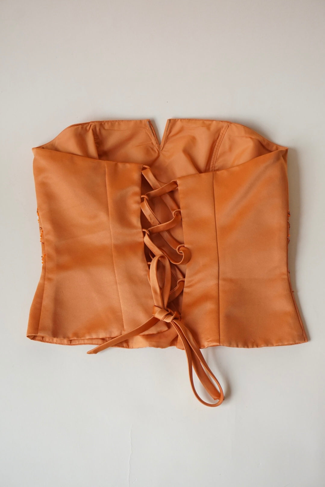 Pinky & Me Y2K Orange Lace Up Beaded Corset - Size 10