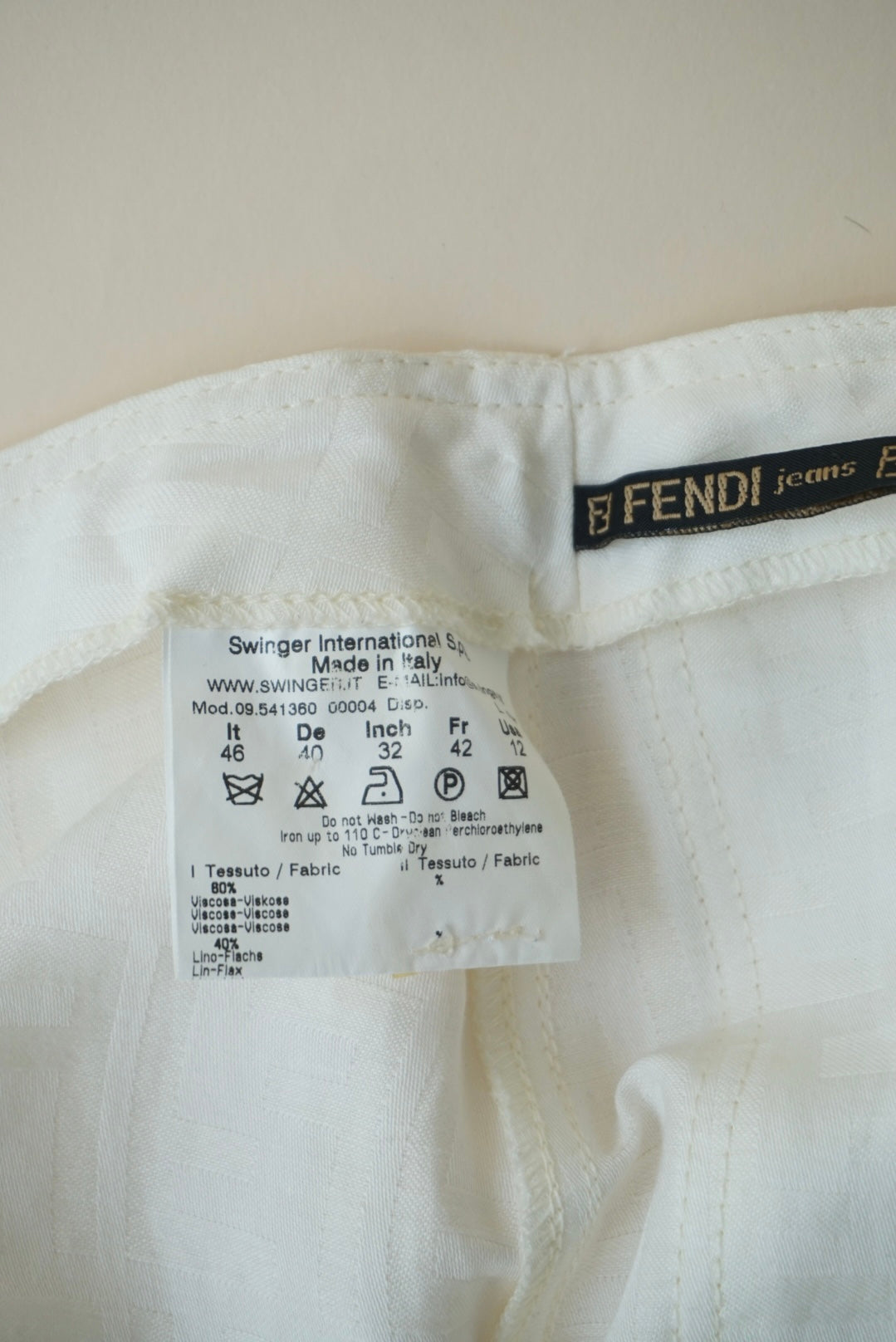 “Fendi” Vintage Zucca White Monogram Front Zip Skirt - 12