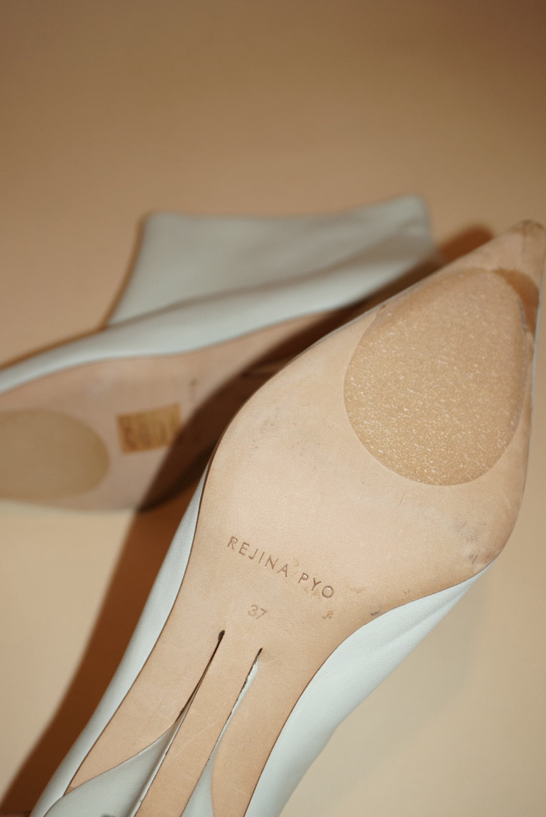 “Rejina Pyo” Pointed Bone Ankle Leather Kitten Heel Booties - Size 37