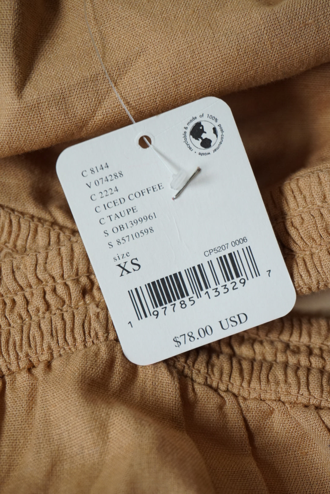 Free People Cross of Sunlight Mini Tan Cotton Dress NWT - Size XS