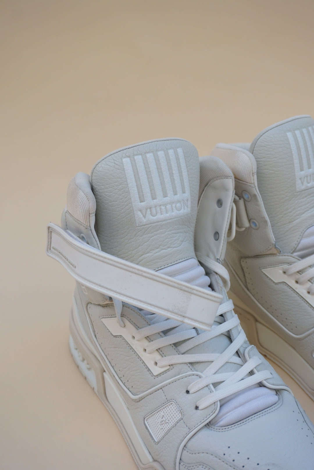 “Louis Vuitton” x Virgil Abloh 408 High Top Trainer Sneakers - Size 10.5