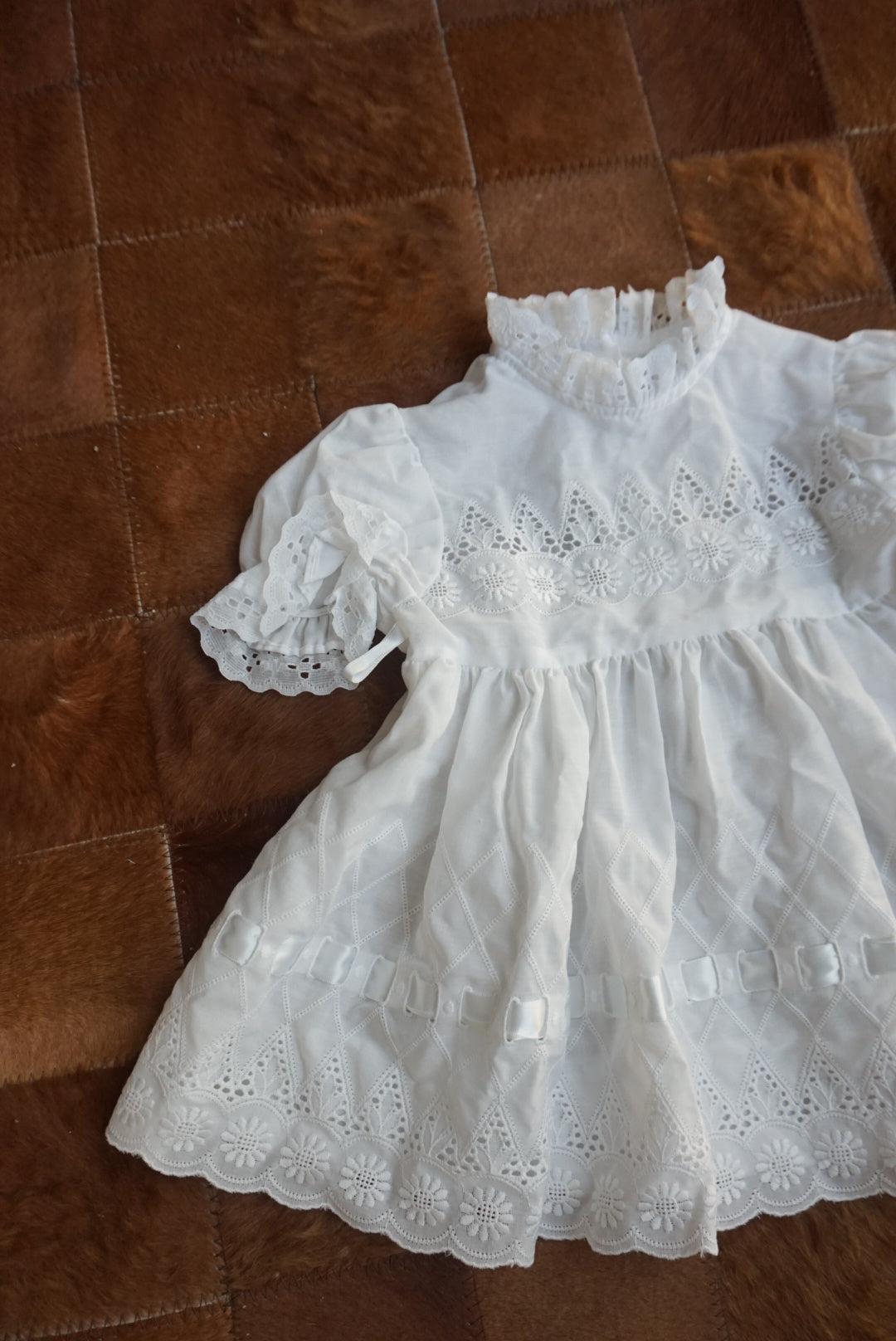 Vintage White Eyelet Frilly Baby Dress