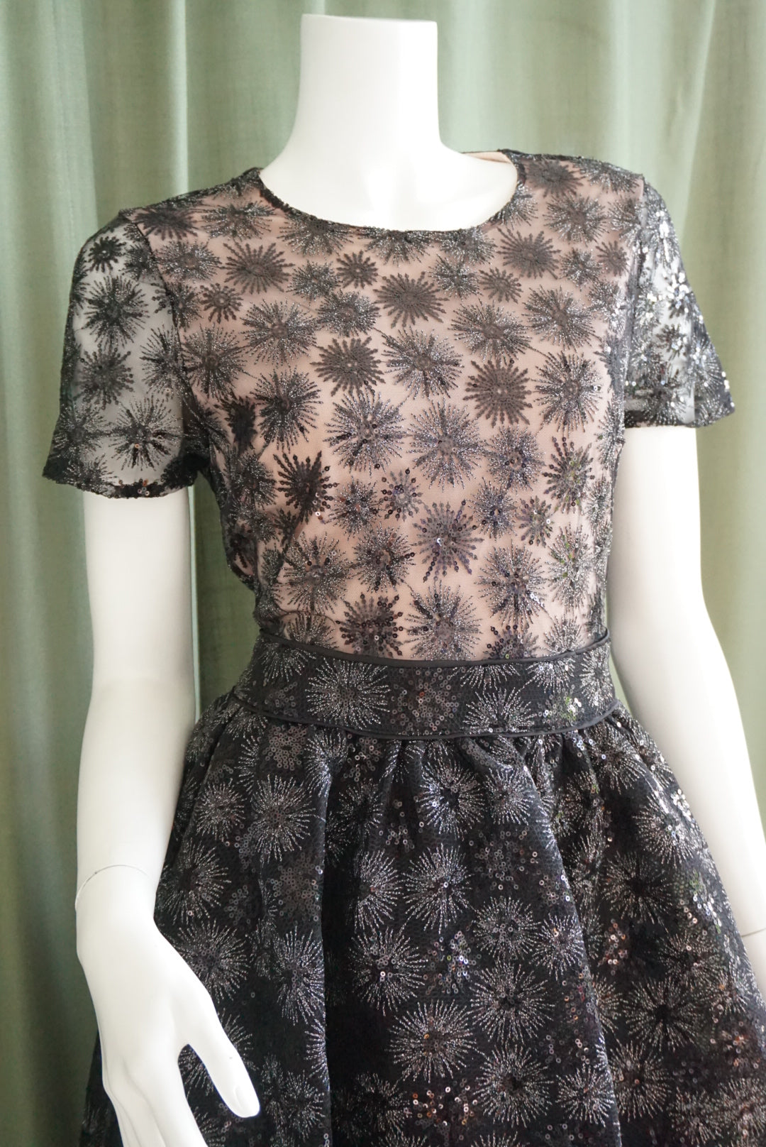 Maje Black Sequin Star Cocktail Neoprene Dress - Size 42