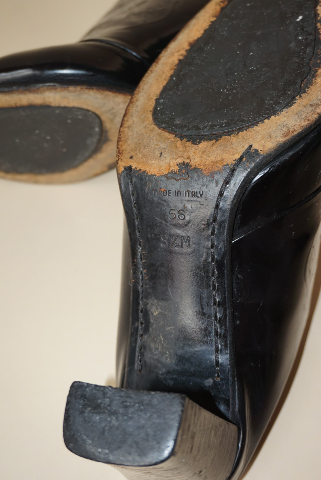 Studio by "Via Spiga" Western Heeled Leather Black Heeled Mules - Size 8.5