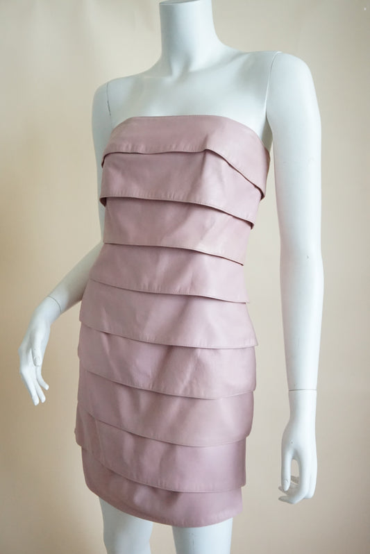 Vakko Vintage Leather Neiman Marcus Tiered Bodycon Strapless Dress - Size 8