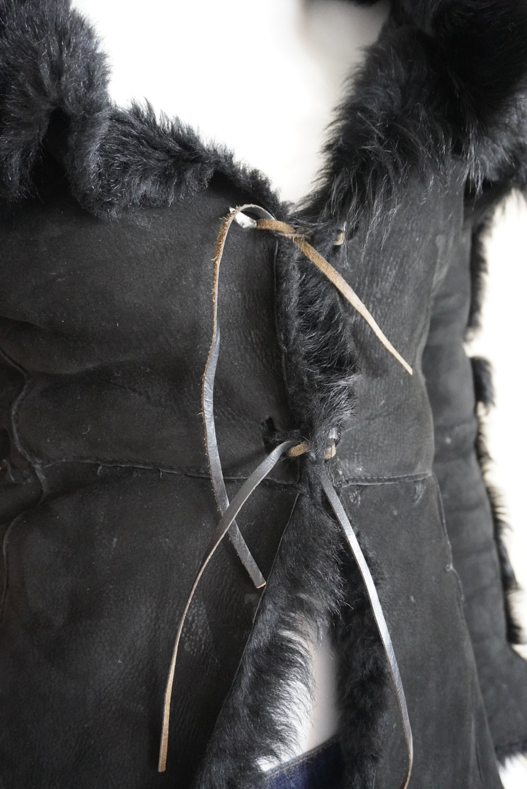 Angela Miele Milano Black Suede Nubuck Fur Shearling Jacket - Size IT 44