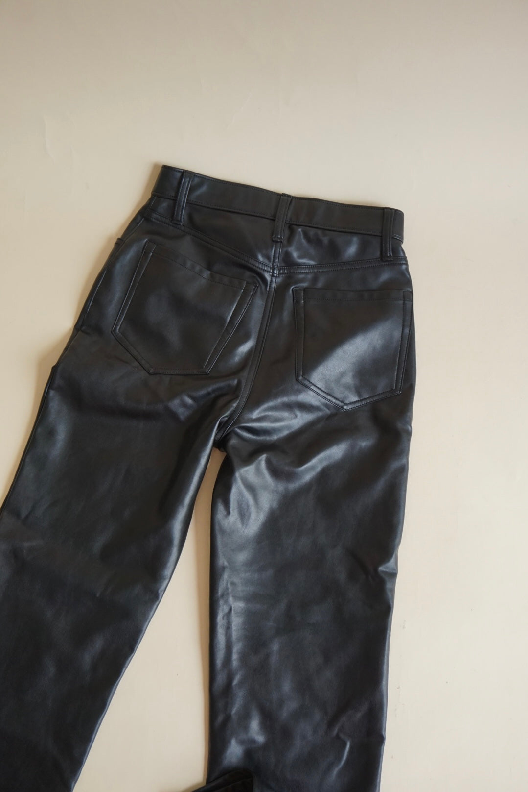 Abercrombie & Fitch Black Ankle Straight Ultra High Rise Faux Leather Pants - Size 26