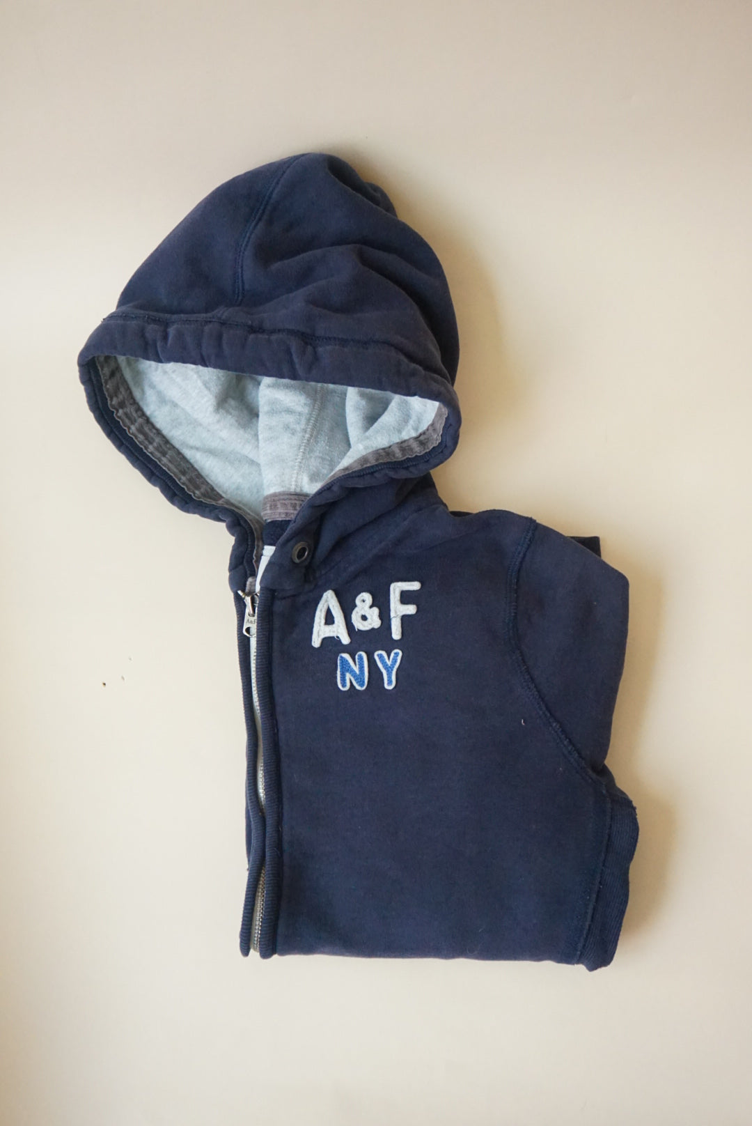Abercrombie & Fitch NY Navy Blue Y2K Childrens Zip Hoodie - Size Large