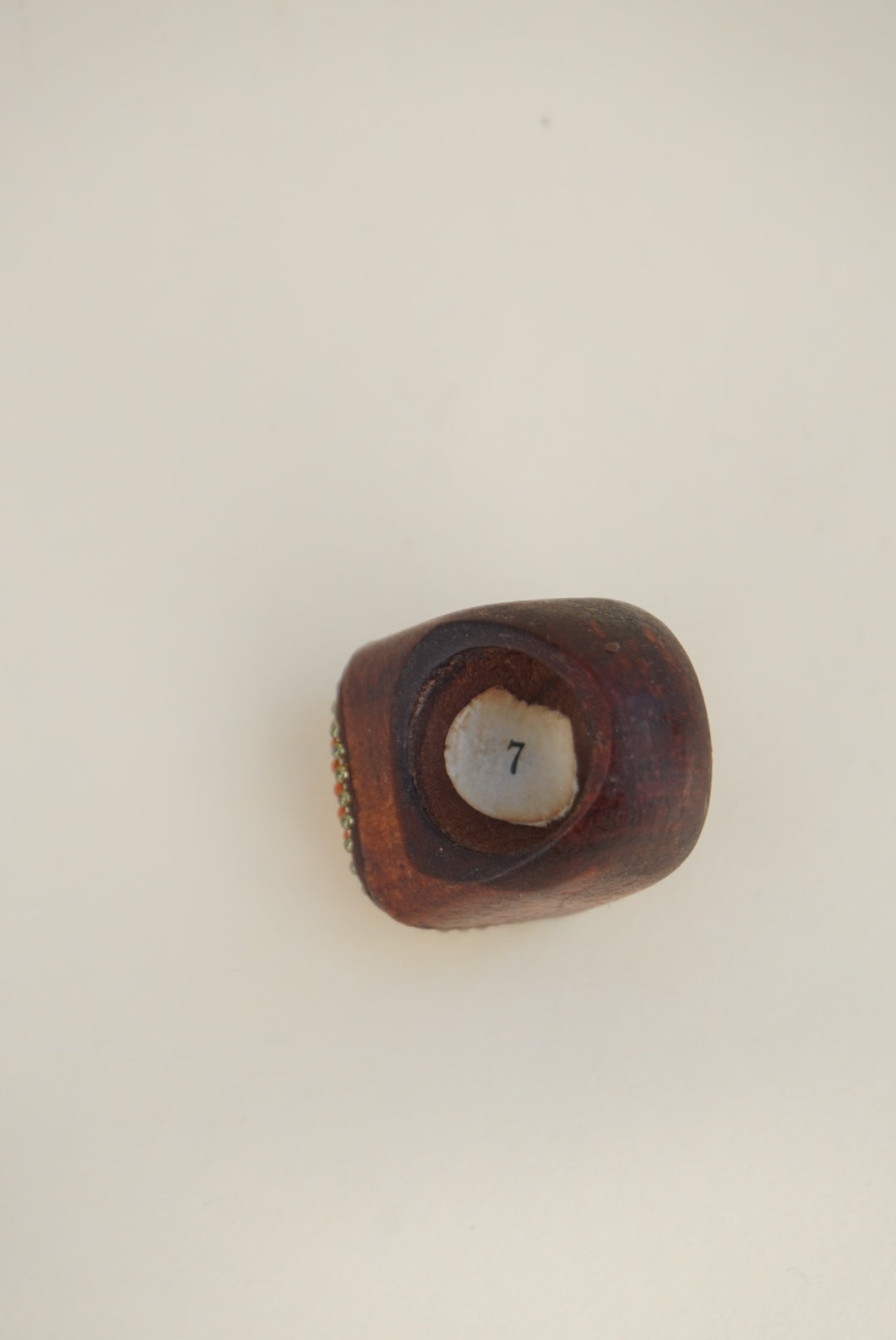 Wooden Beaded Faux Tourmaline Stone Ring - Size 7