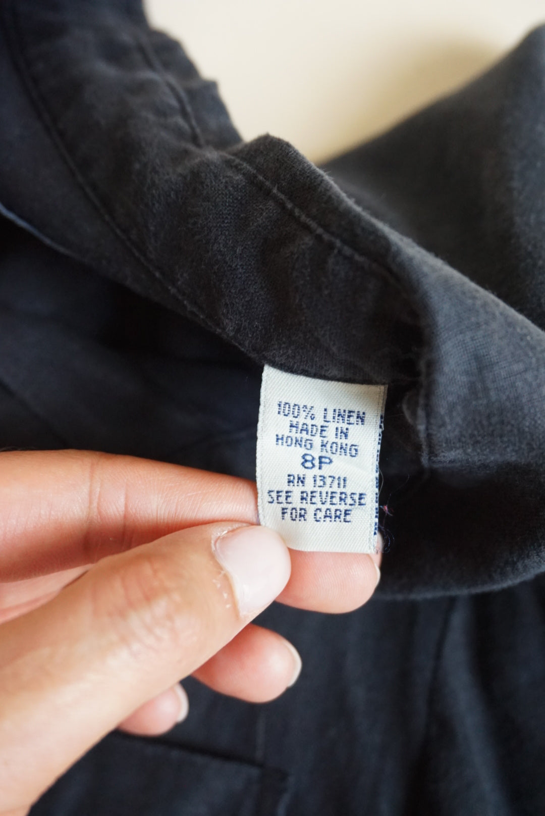 Lord & Taylor Exclusively For You Black Linen Short Sleeve Button Up Blouse - Size 8P