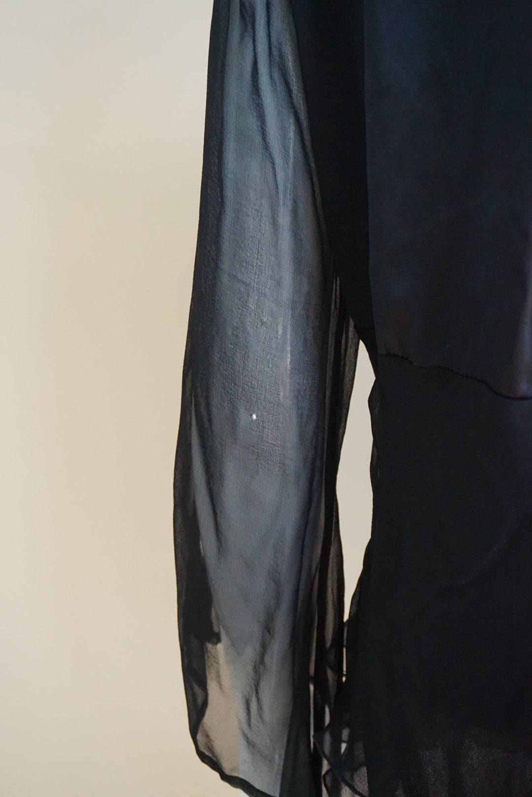 Allison Taylor Black Silk Sheer Bow Front Y2K Blouse - Size Large