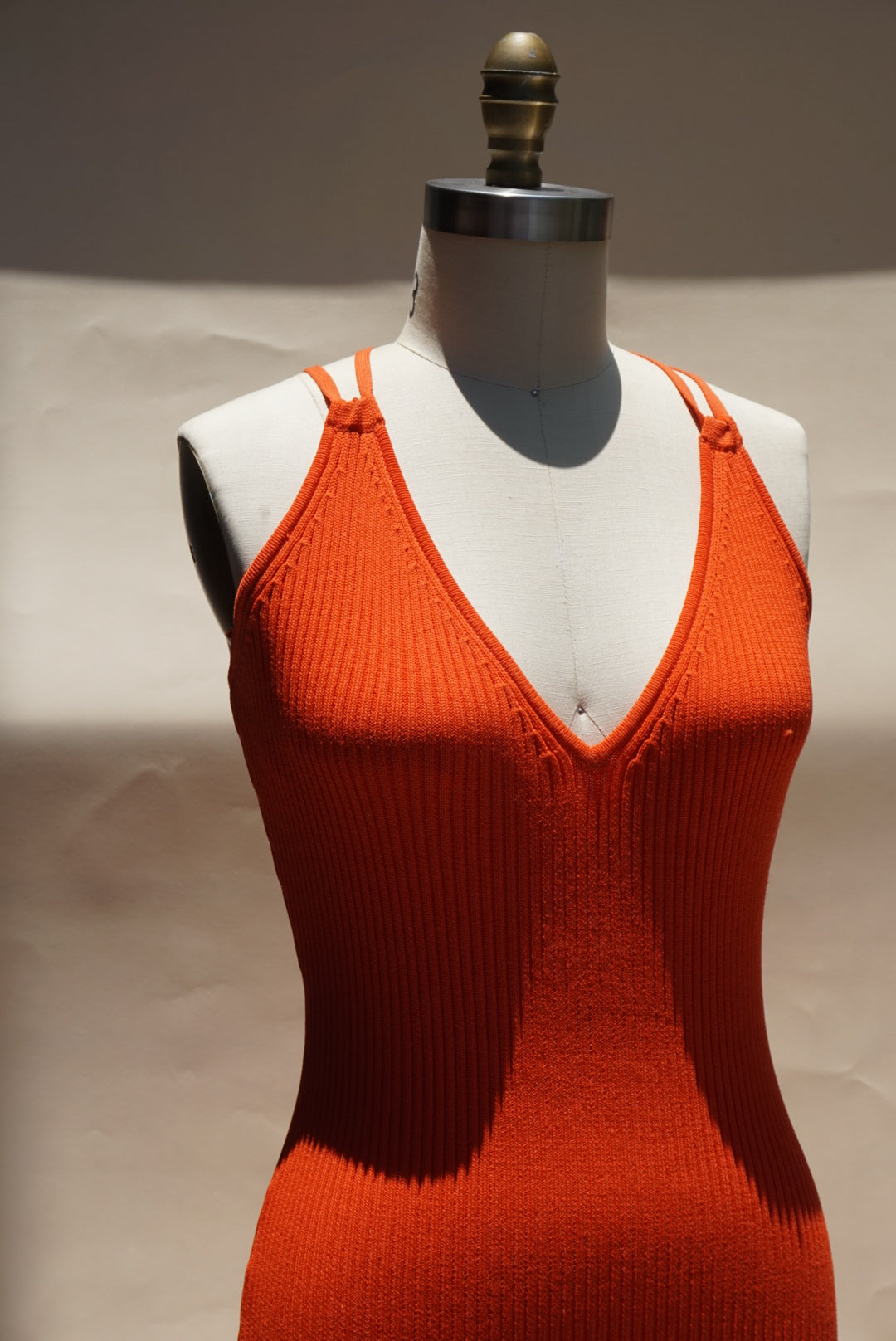 "Michael Kors" Orange Ribbed Cross Back Strap Dress - Size Small