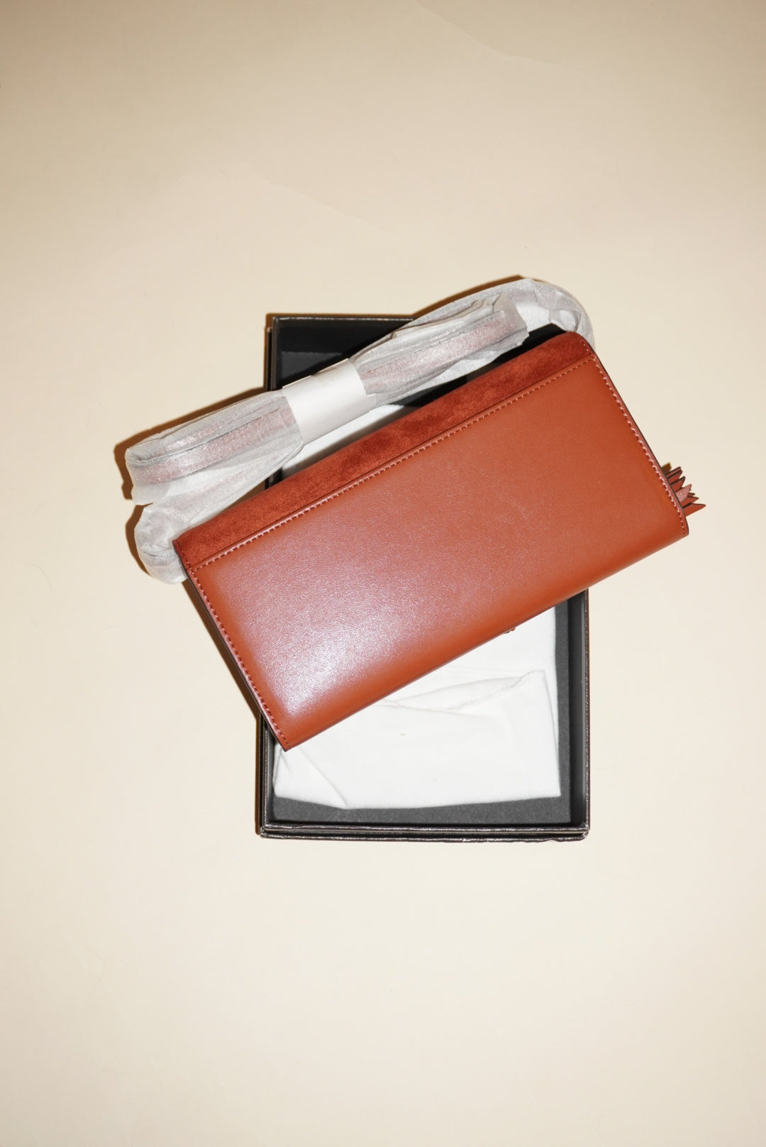 Charles & Keith Suede Orange Crossbody Tassle Wallet NIB NWT