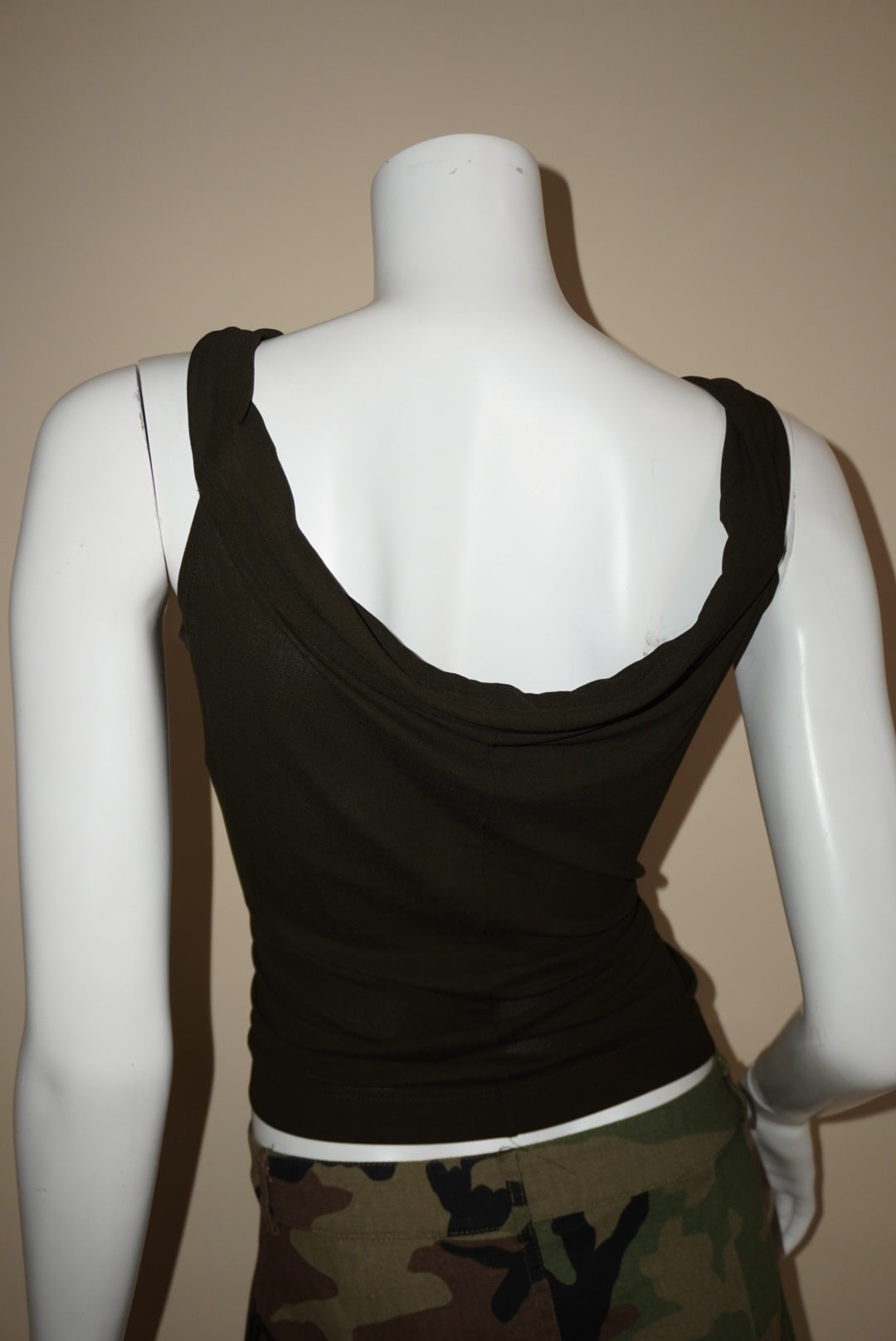 Calvin Klein Olive Green Off The Shoulder Cowl Knit Blouse - Size 12