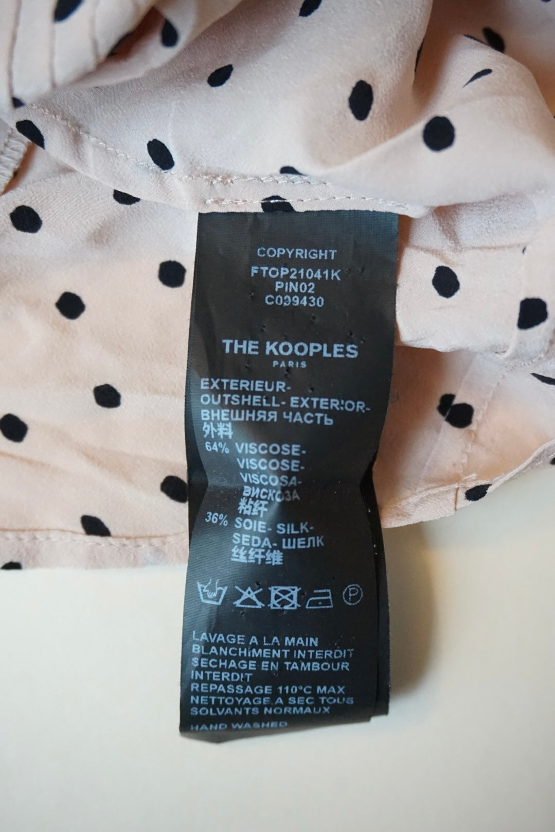 The Kooples Silk Polka Dot Velvet Blouse - Size 1 / XS