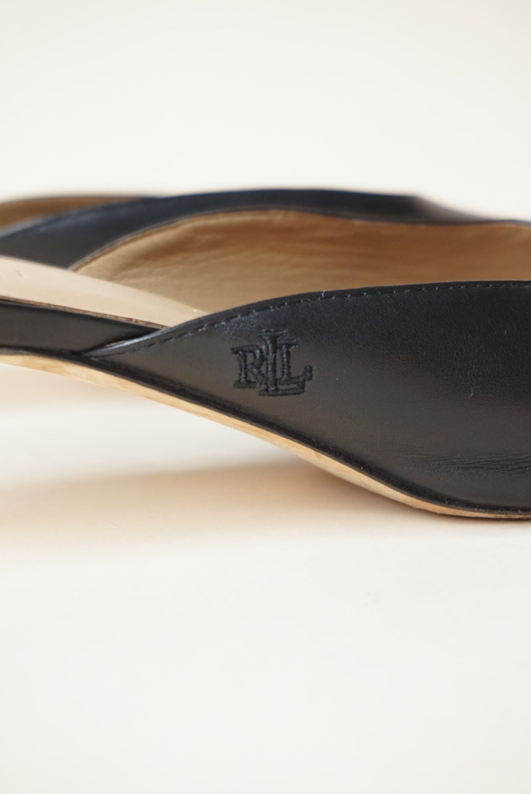 Lauren Ralph Lauren Black Adrienne Leather Mule Kitten Heel - Size 8