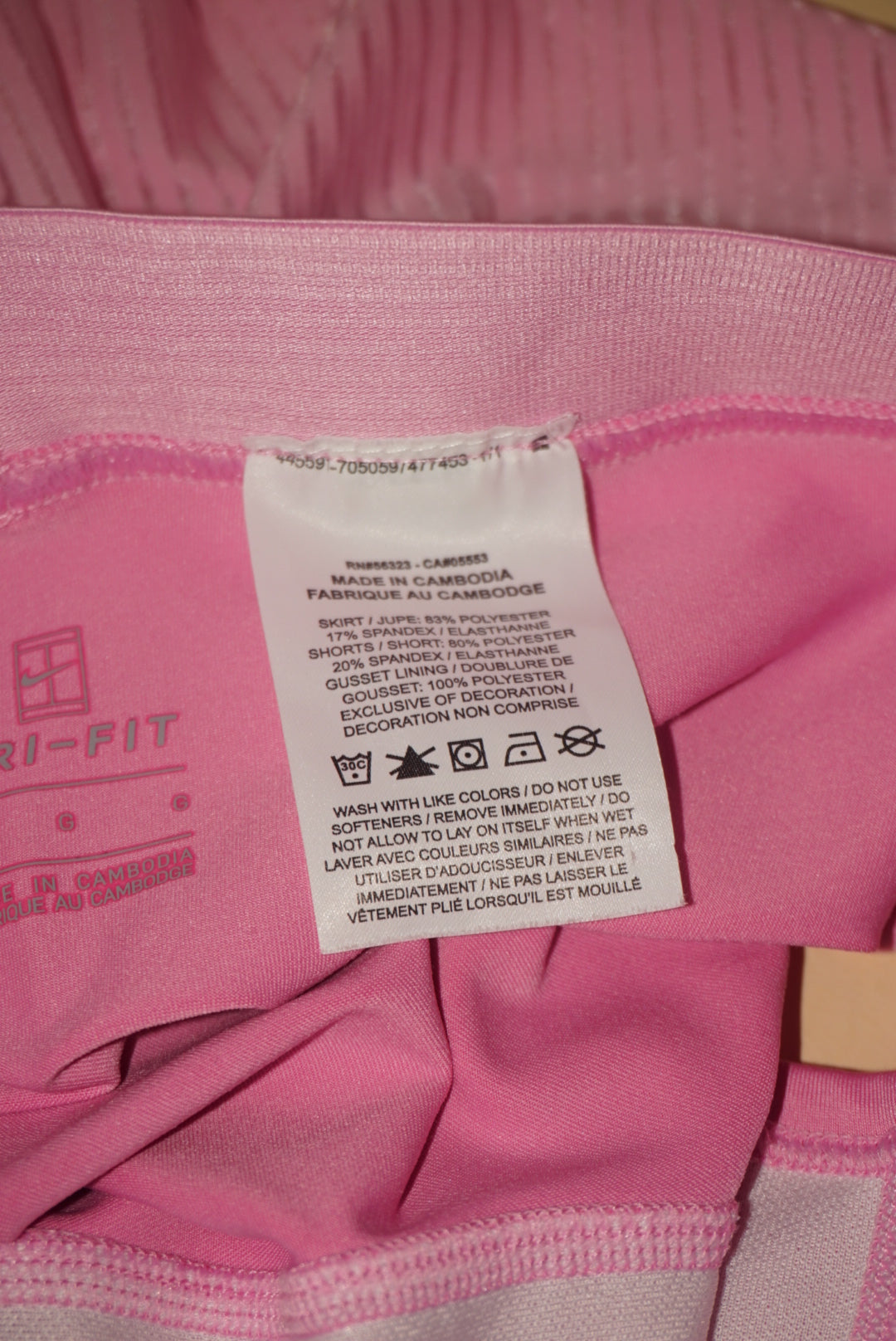 Nike Dri Fit Maria Court Tennis Pink Striped Skort - Size Large