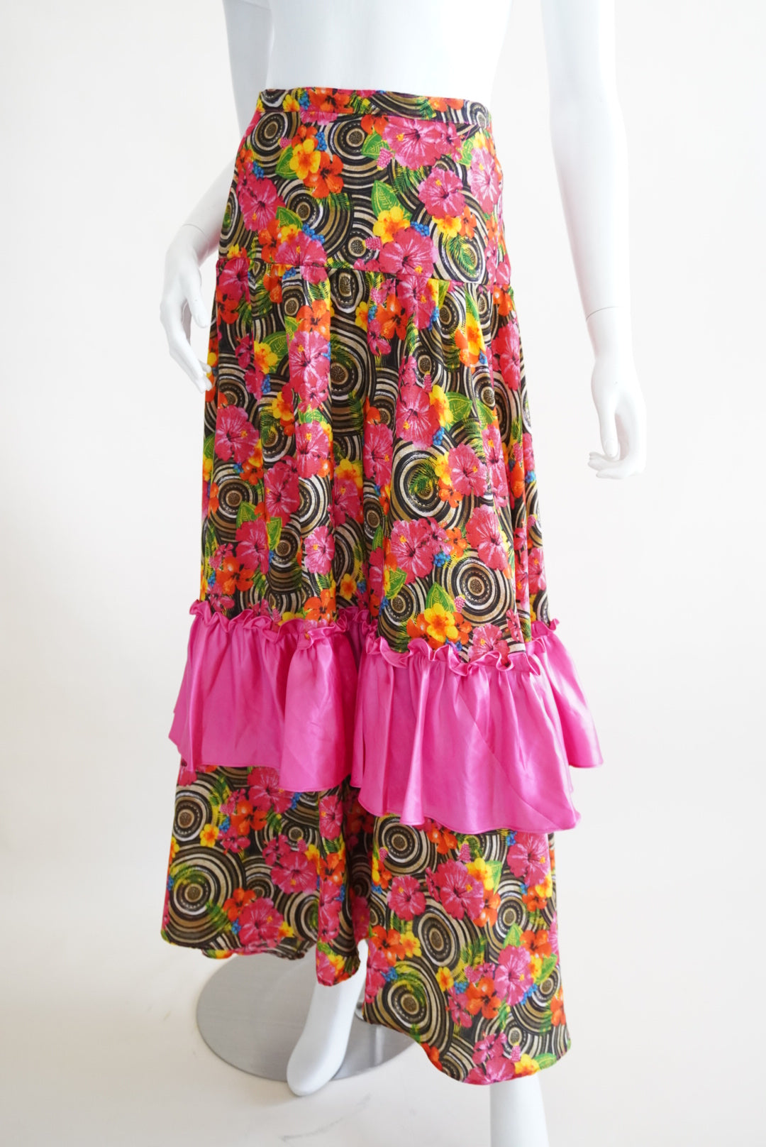 Unlabeled Flamenco Style Floral Maxi Tiered Ruffle Skirt
