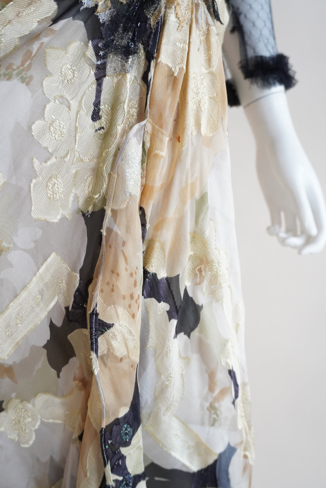 Vintage 80's-90's Silk Floral Bustier Custom Gown Made in Lebanon