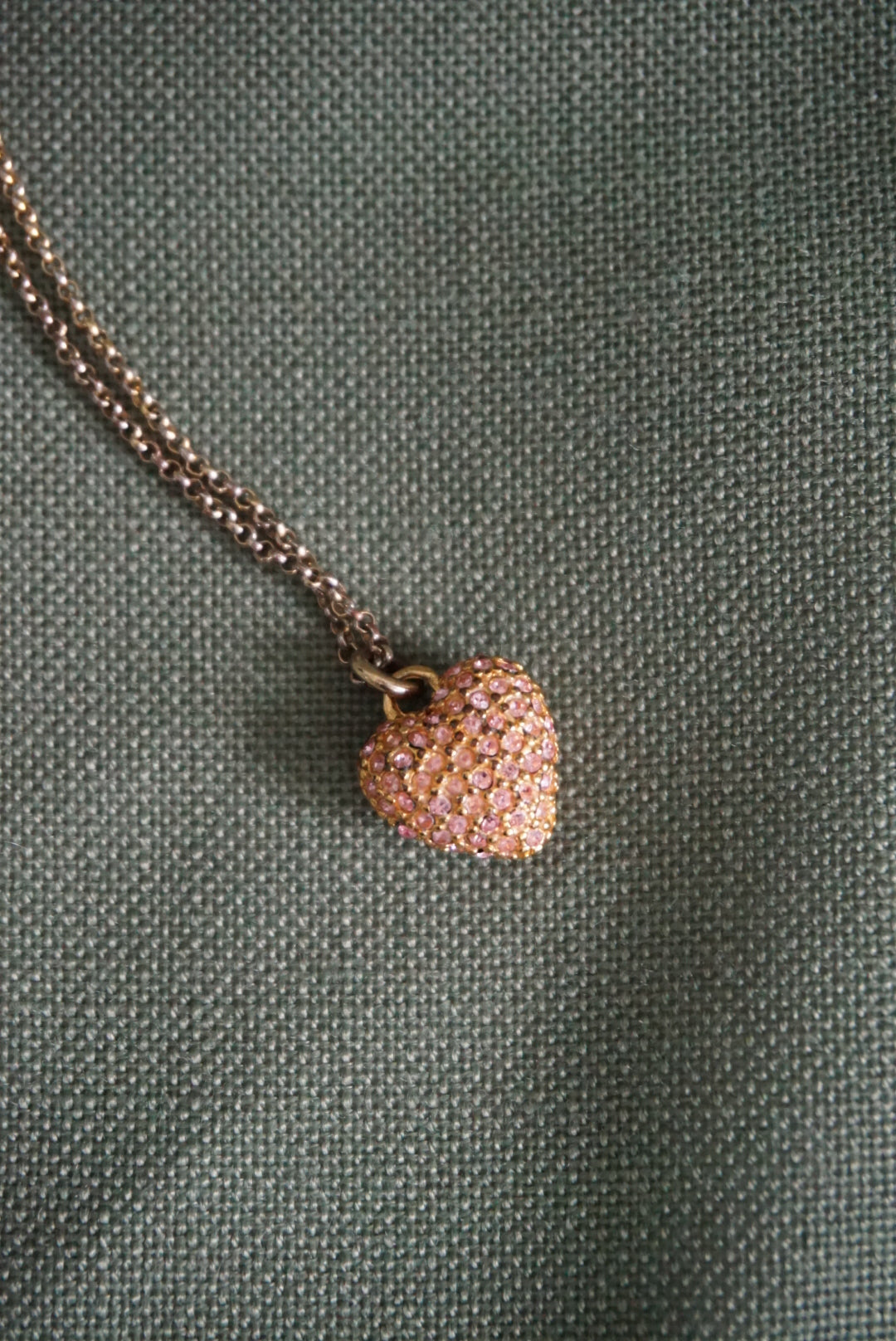 Juicy Couture Y2K Pink Rhinestone Heart Pendant Necklace
