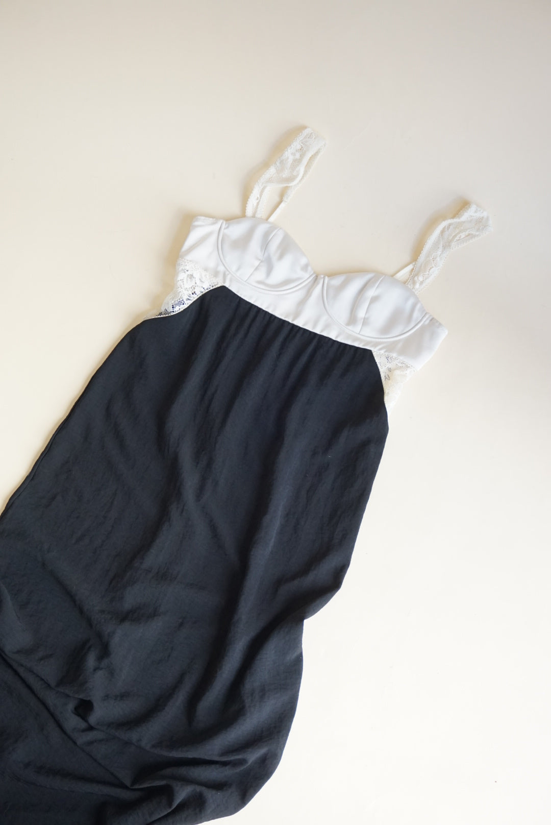 Zara Floor Length Bustier Black/White Lace Trim Dress