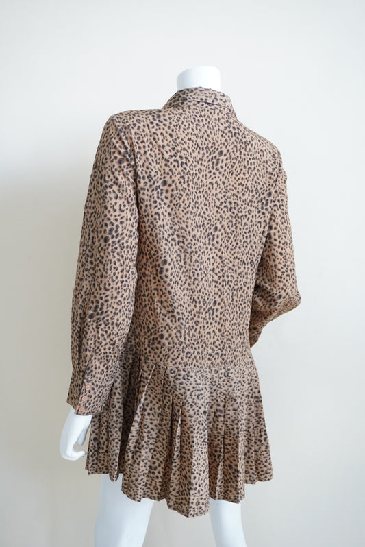 Missguided Leopard Drop Waist Accordion Skirt Dress - Size 8