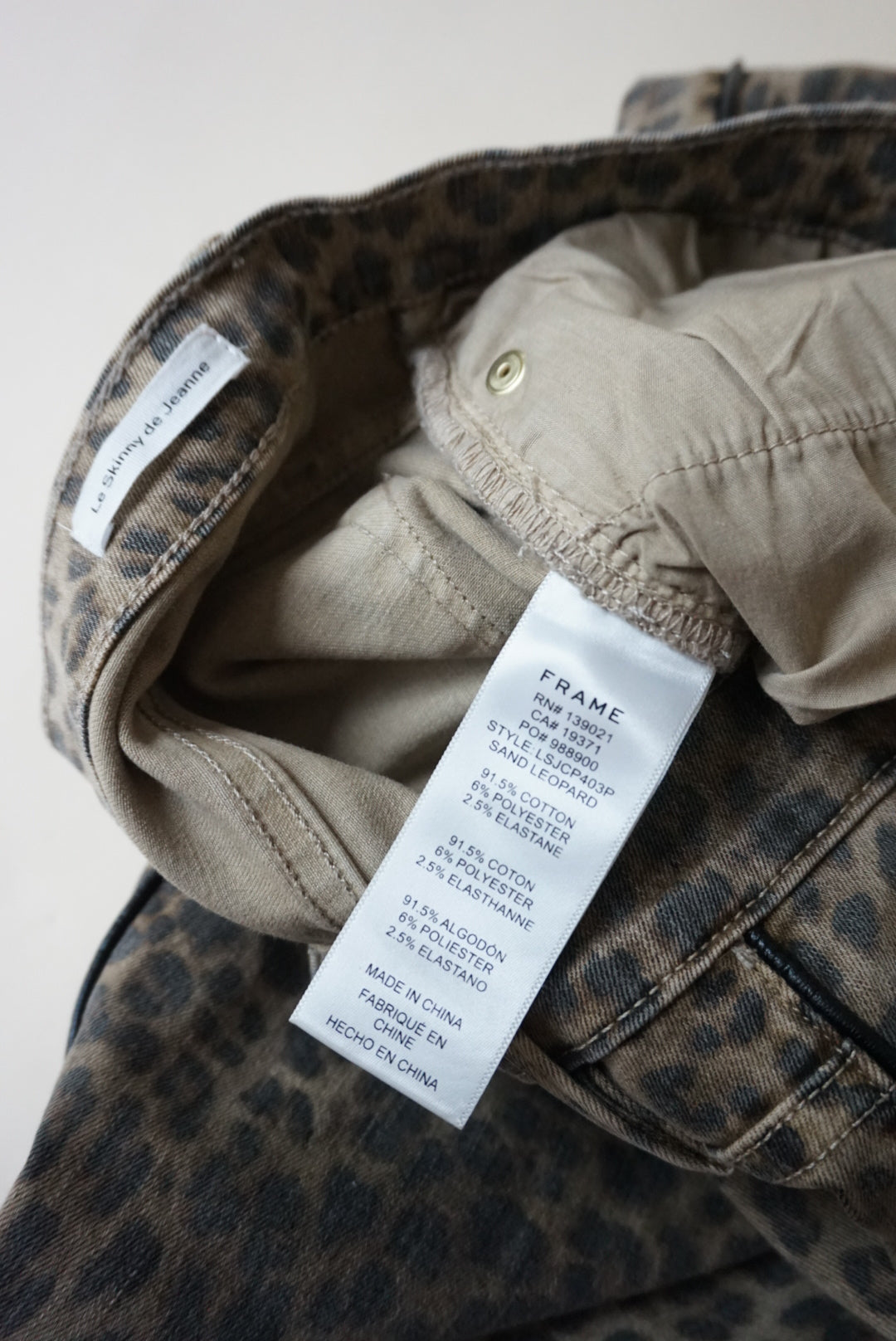 "Frame" Leopard Faux Leather Trim "Le Skinny de Jeanne" Jeans - Size 24