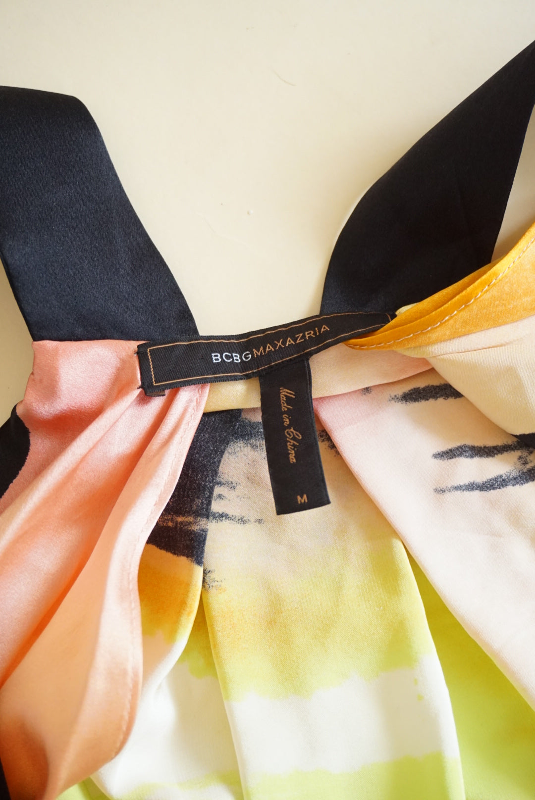 BCBGMAXAZRIA Silk Abstract Sunrise Floral Charmeuse  Mini Dress - Size Medium