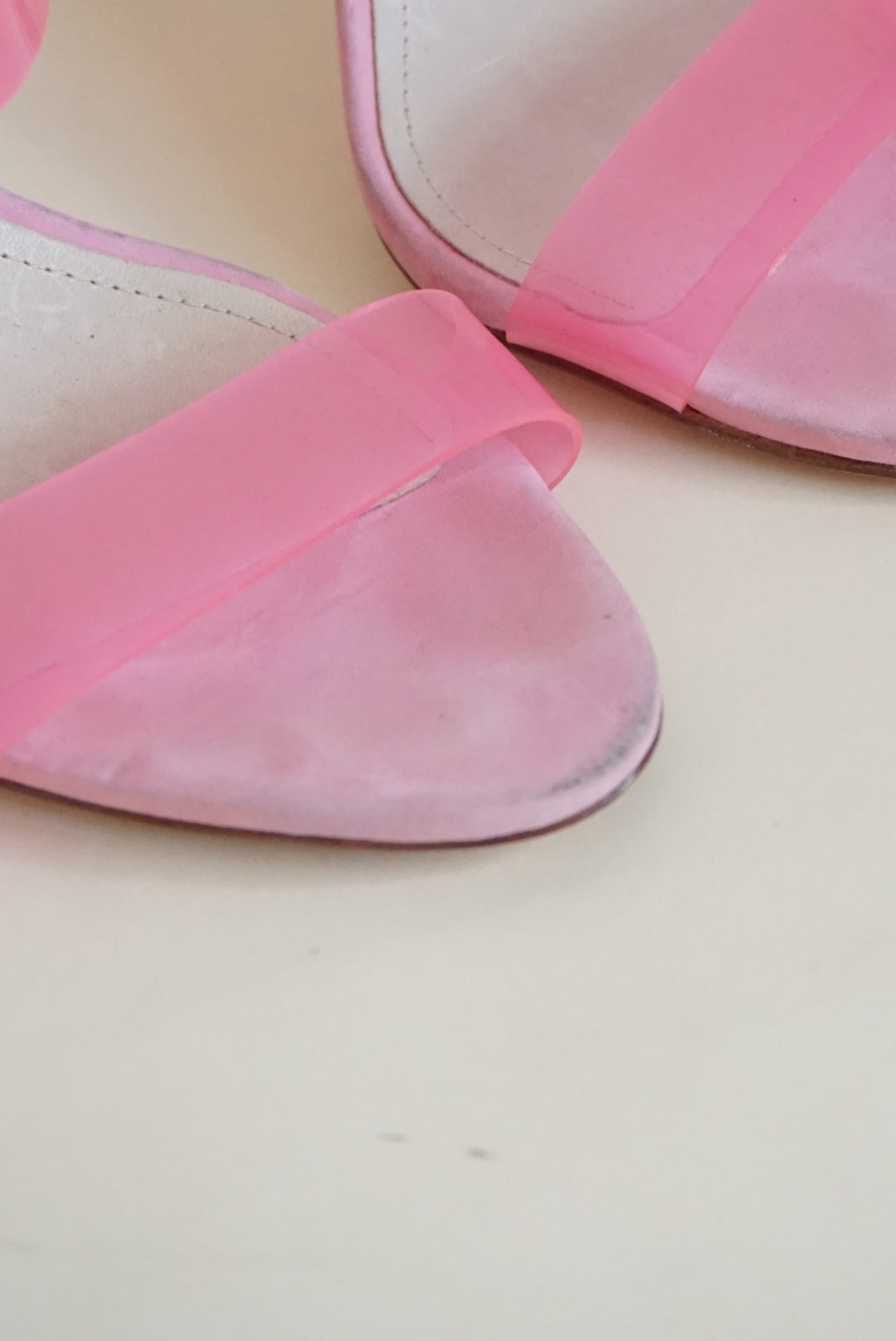 Schutz Pink PVC Ariella Stiletto Sandal Heel - Size 6.5