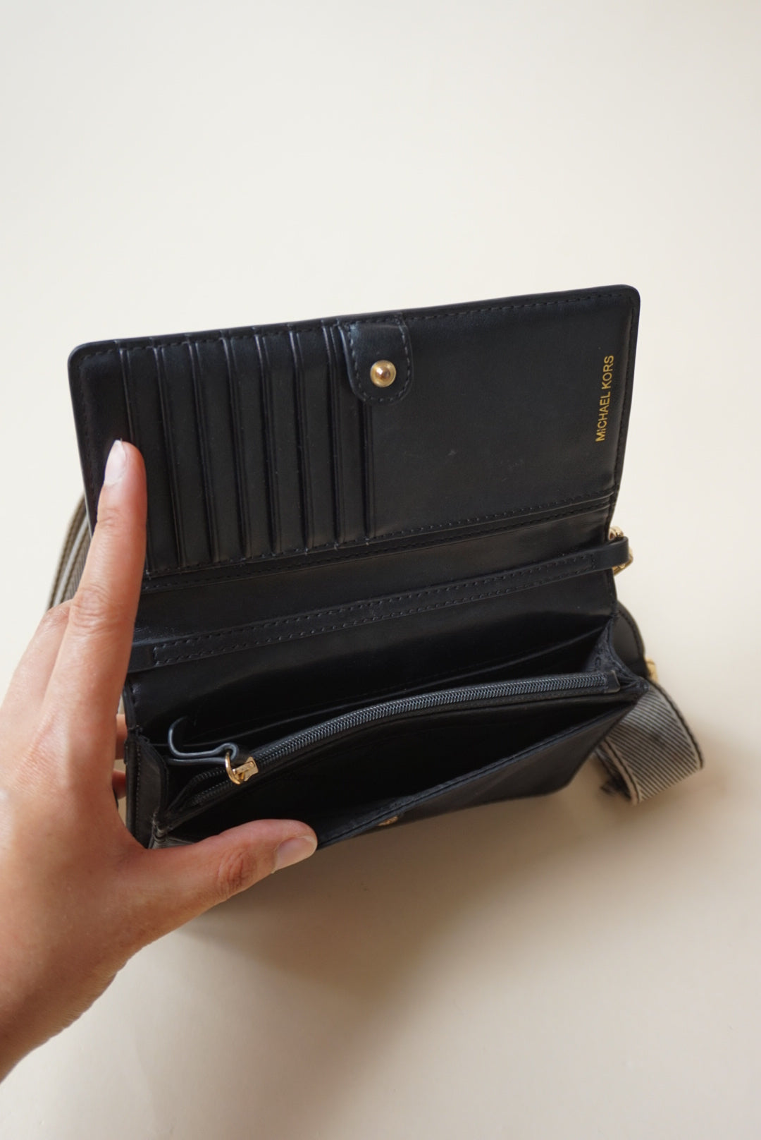 Michael Kors Jet Set Small Nylon Gabardine Smart Phone Crossbody Black Bag