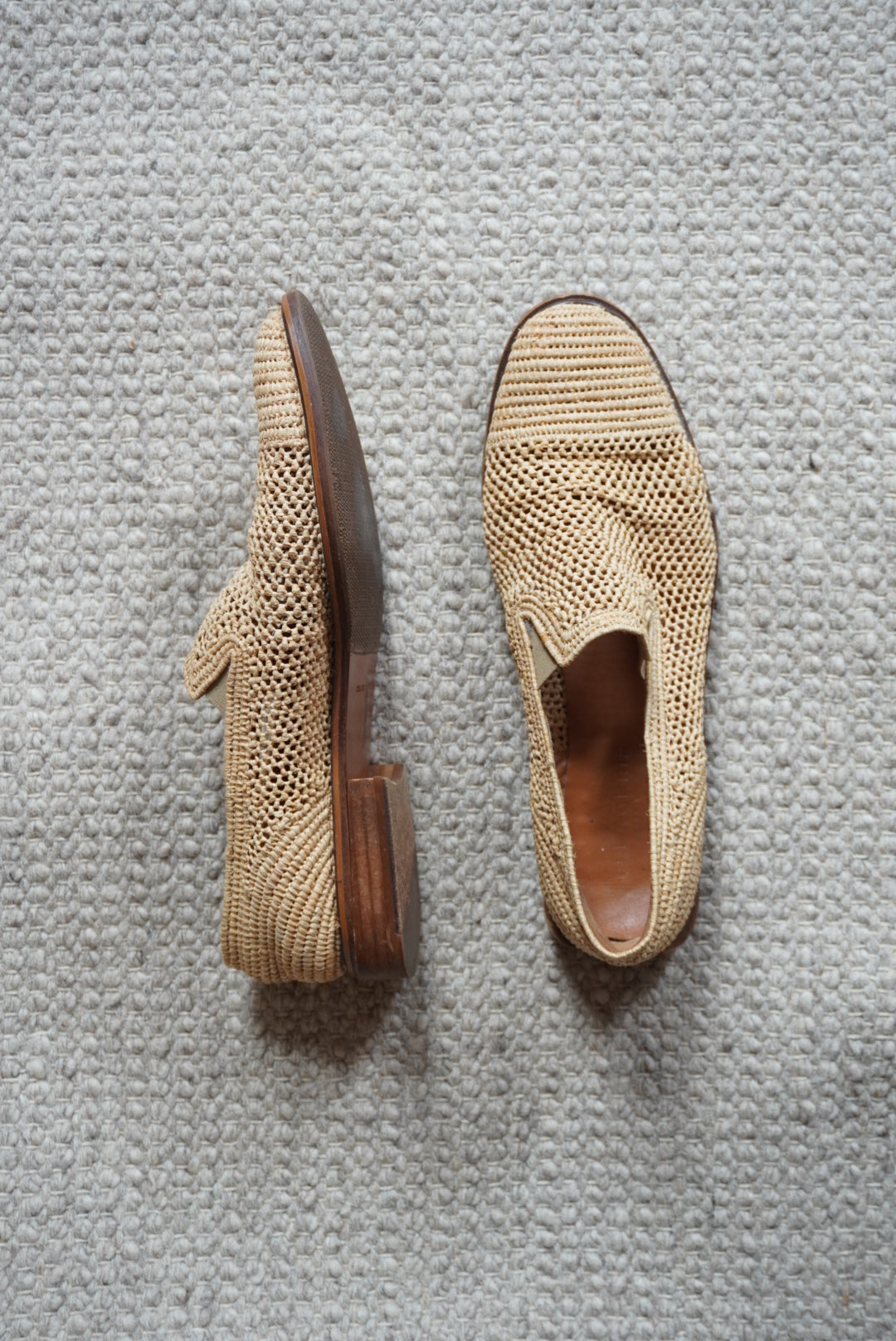 Robert Clergerie Paris Tan Raffia Penny Loafers - Size 40